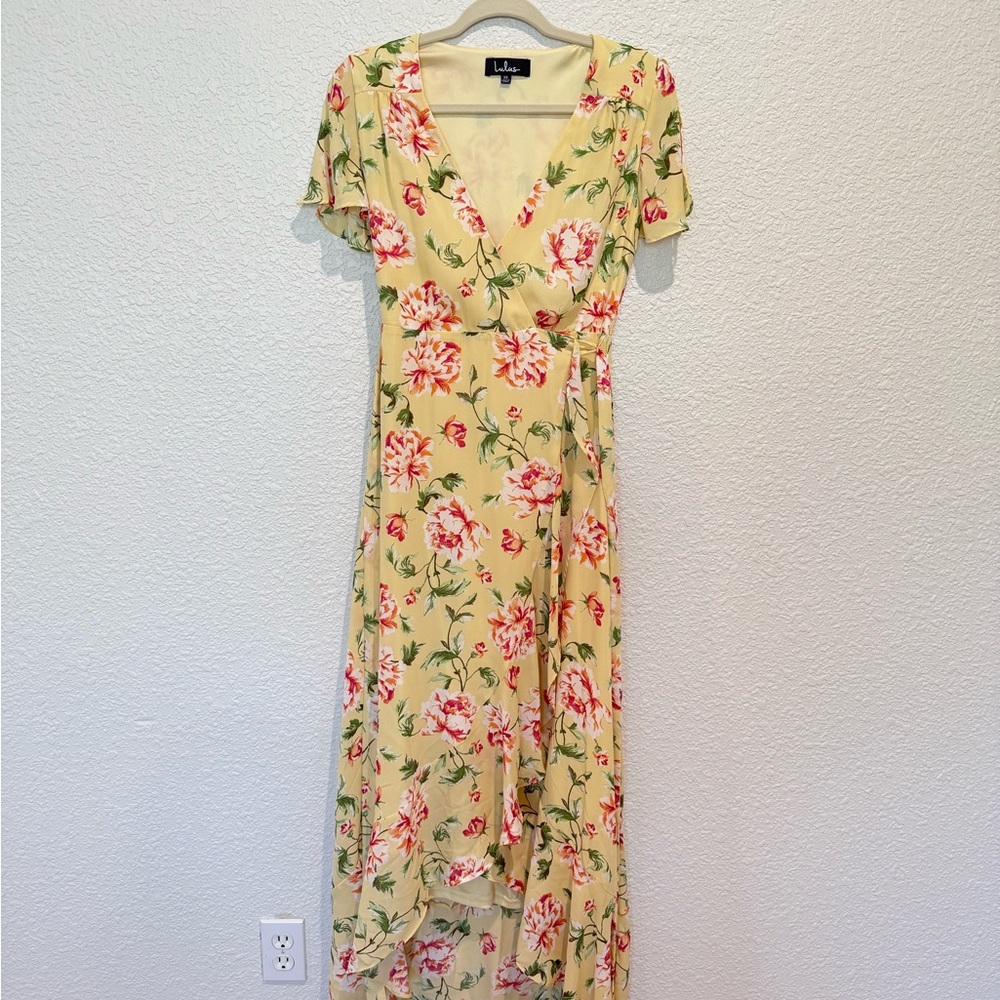 Lulu's Yellow Floral High Low Dress